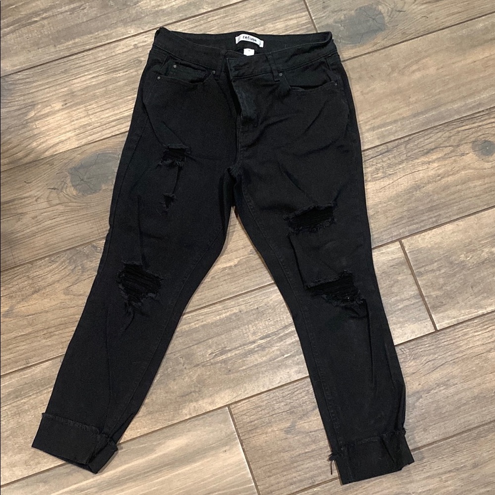 Refuge Black Skinny Distressed Jeans
